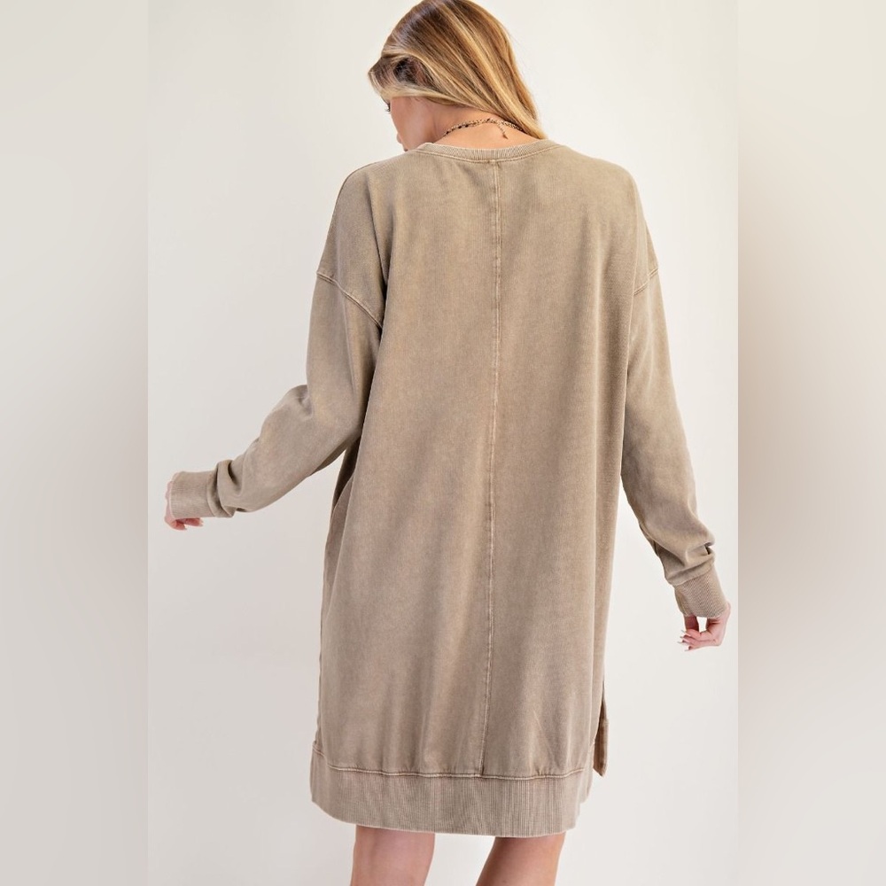 Easel SMILEY FACE WASHED TERRY WASHED PULLOVER DRESS - Picture 5 of 5